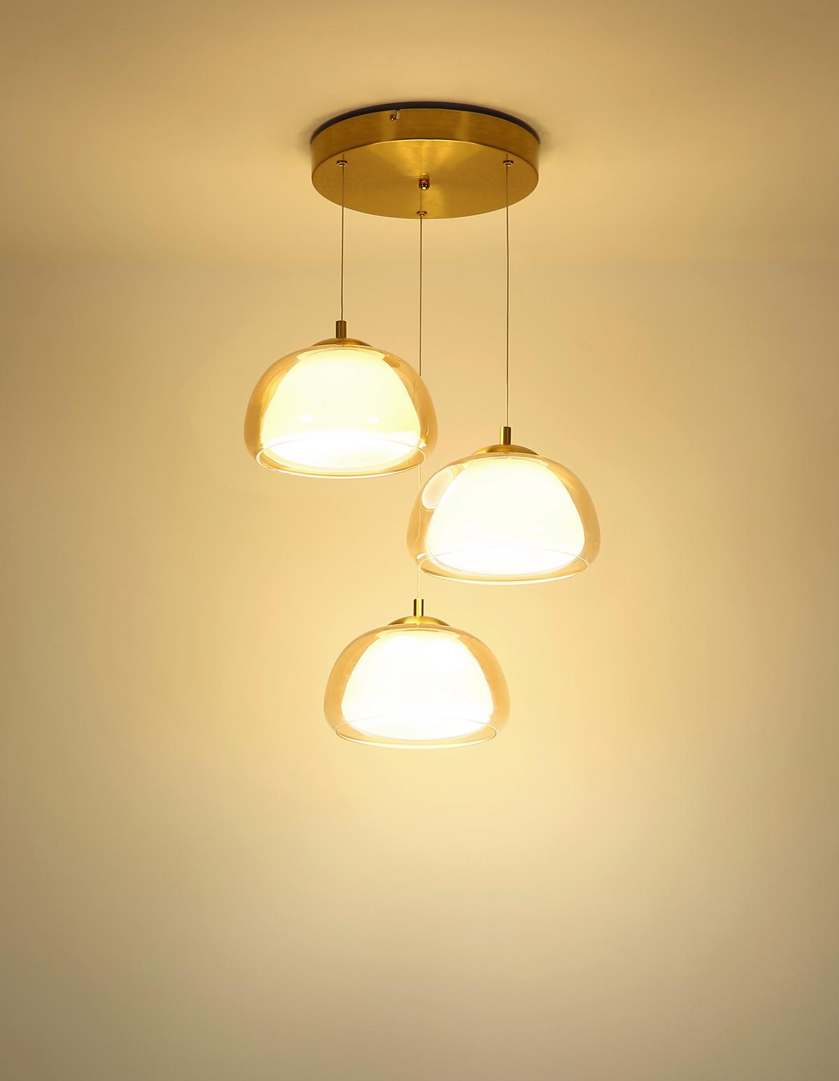 Led Viseća Svjetiljka Avila - bijela/zlatne boje, Design, staklo/metal (50/150cm) - Globo