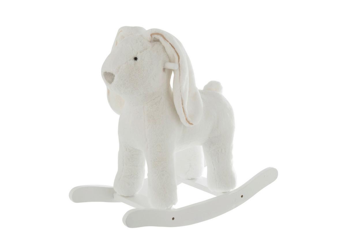 KONIK NA BIEGUNACH 6825 - biały, Trend, drewno/tkanina (65/45/35cm)