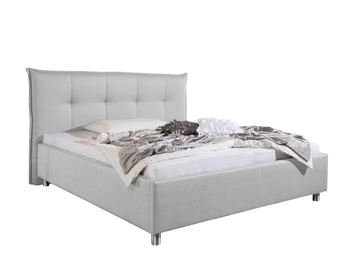 Polsterbett Fraser Hellgrau ca. 160x200 cm - Hellgrau/Alufarben, MODERN, Textil/Metall (160/200cm) - Livetastic
