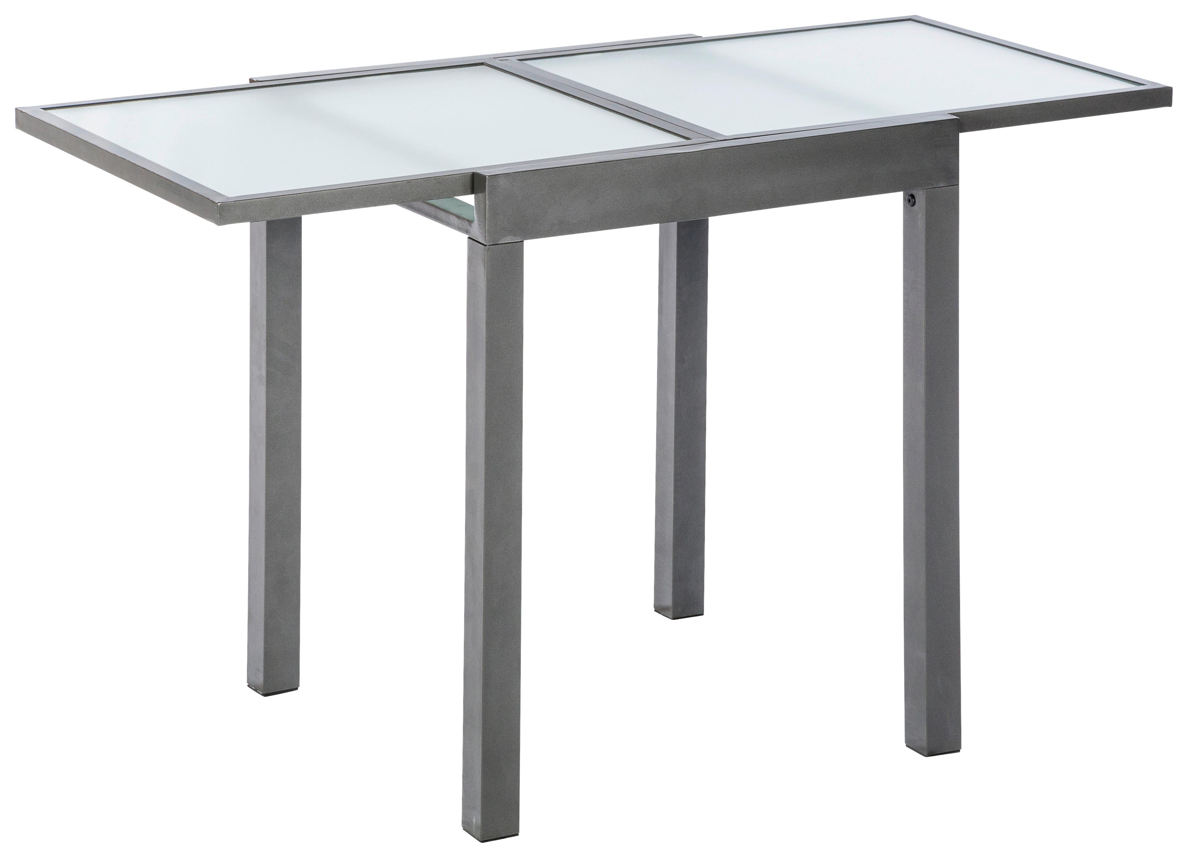 Gartentisch ausziehbar Metall/Glas L: 65 - 130 cm - Graphitfarben, KONVENTIONELL, Glas/Metall (65/65/75cm) - Gardenson