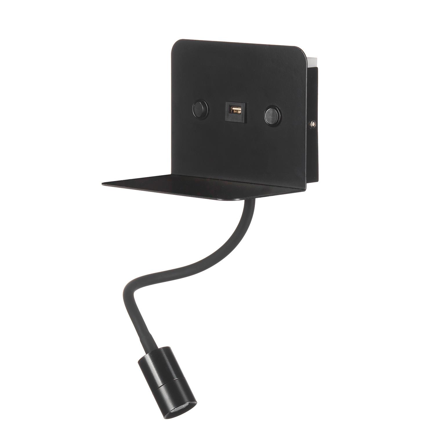 LED-Wandleuchte Schwarz max. 5 Watt - Schwarz, Basics, Metall (16/13/46cm)