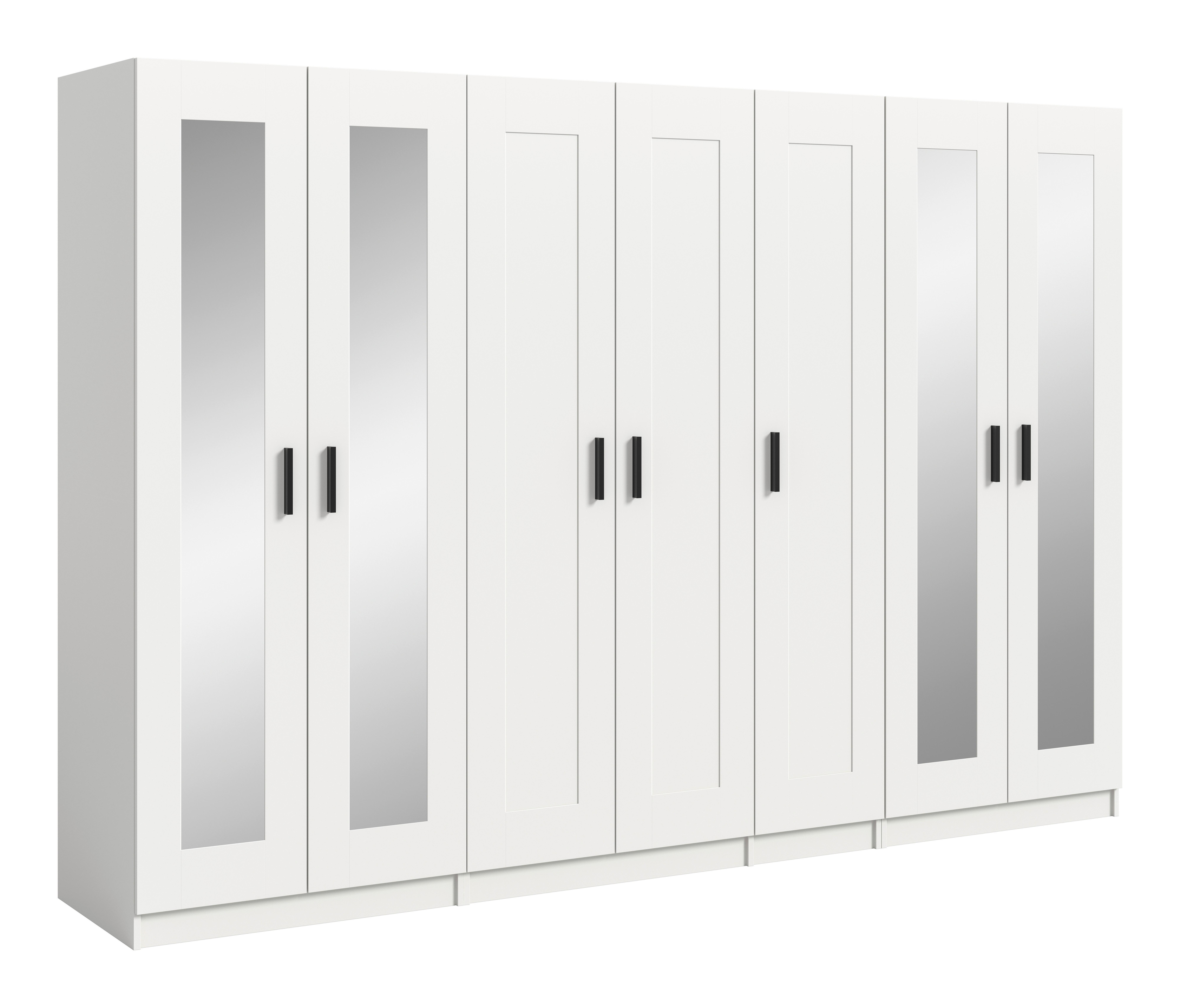 Drehtürenschrank Visby Weiß - Schwarz/Weiß, ROMANTIK / LANDHAUS, Holzwerkstoff/Kunststoff (280/194/56cm) - Livetastic