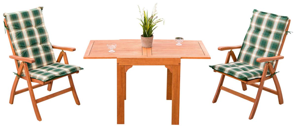 Balkonmöbel Set Maracaibo Eukalyptusholz - Braun/Grün, KONVENTIONELL, Holz/Textil - Gardenson