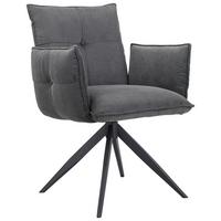 KRZESŁO Z PODŁOKIETNIKAMI COCO - antracytowy/czarny, Design, metal/tkanina (63,5/85/63,5cm) - Novel