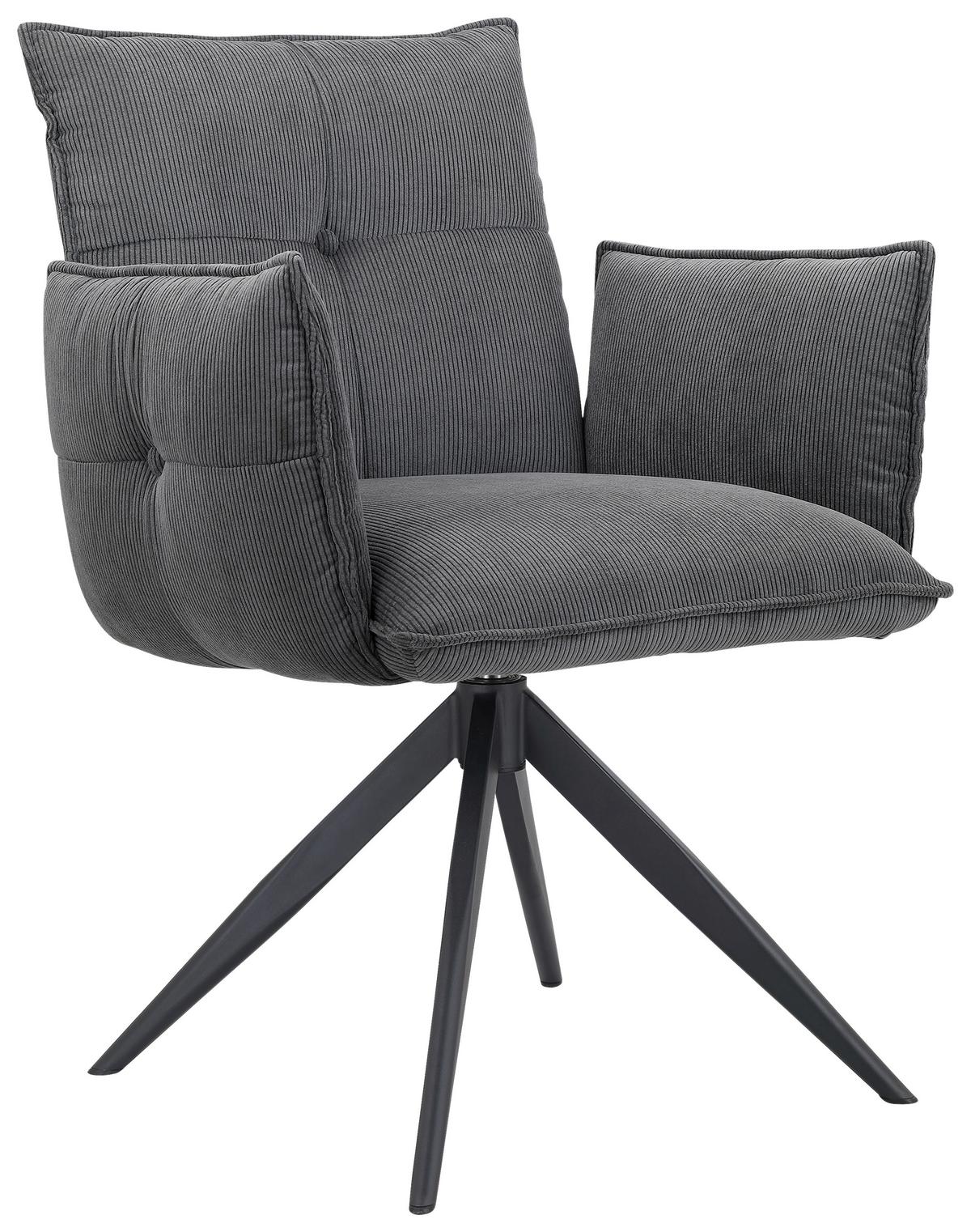 KRZESŁO Z PODŁOKIETNIKAMI COCO - antracytowy/czarny, Design, metal/tkanina (63,5/85/63,5cm) - Novel