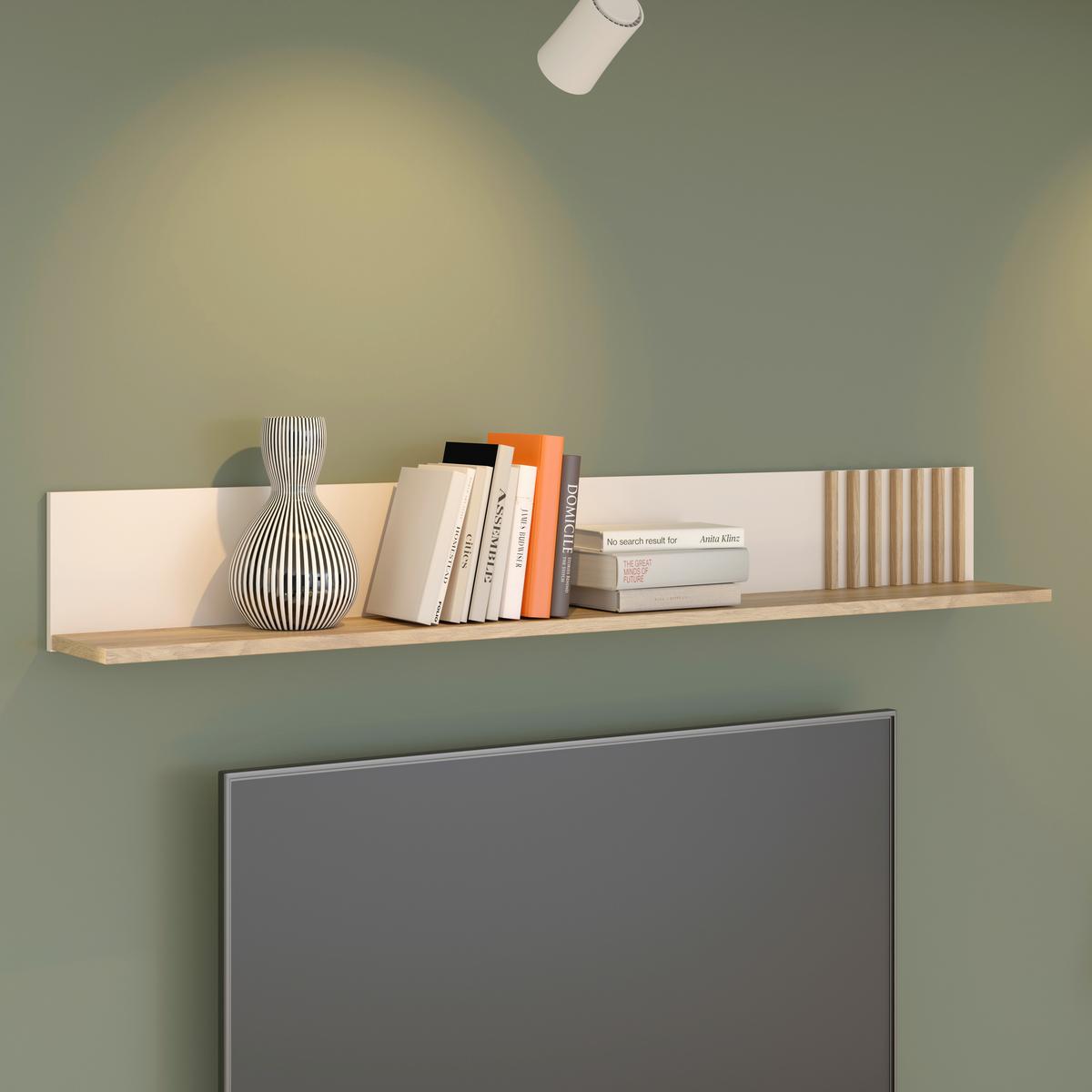 Zidna Polica Eliston - boje hrasta/boje pijeska, Natur, drvni materijal (174/22,8/21,9cm) - Modern Living