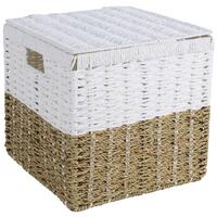 Coș Lena - alb/culoare natur, Konventionell, materiale naturale/hârtie (30/30/30cm) - Mömax