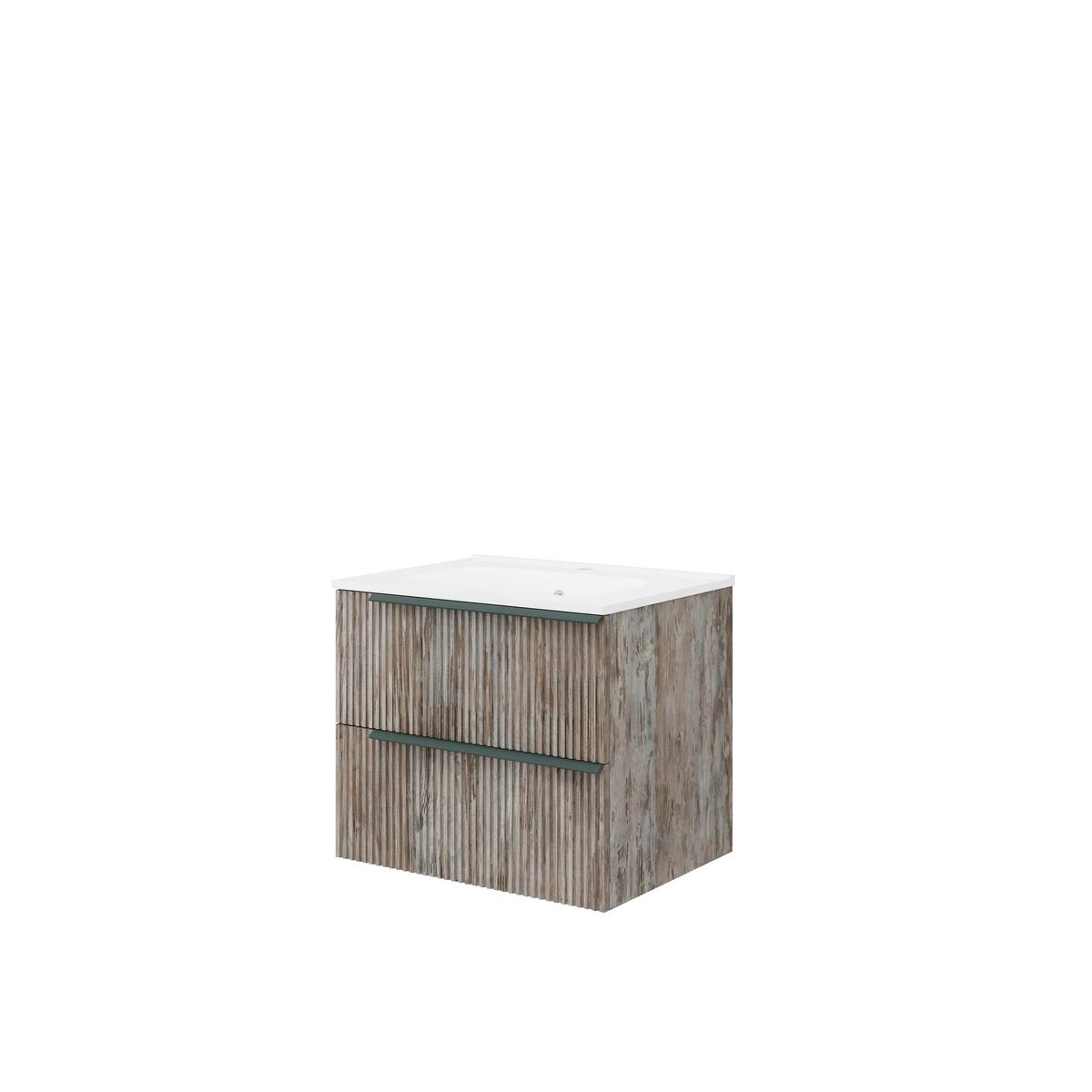 Bază cu lavoar Sidney - alb lucios intens/gri, Modern, ceramică/material pe bază de lemn (61/53/46cm)