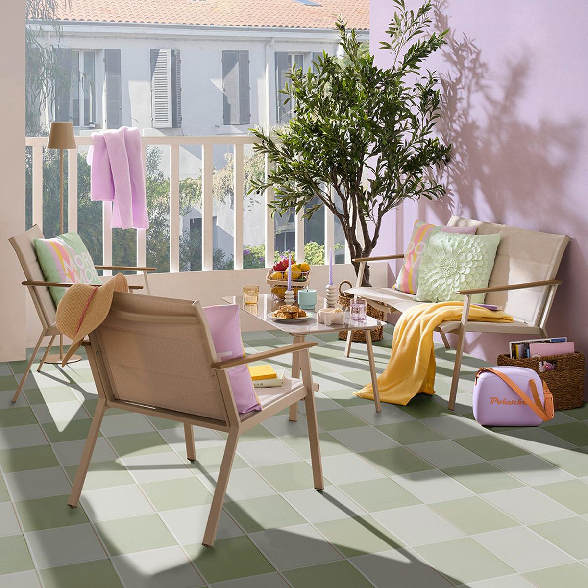Gartenset Bianco Beige/teakfarben 4-Teilig - Beige/Teakfarben, Basics, Glas/Kunststoff (71/118/77cm) - Mömax