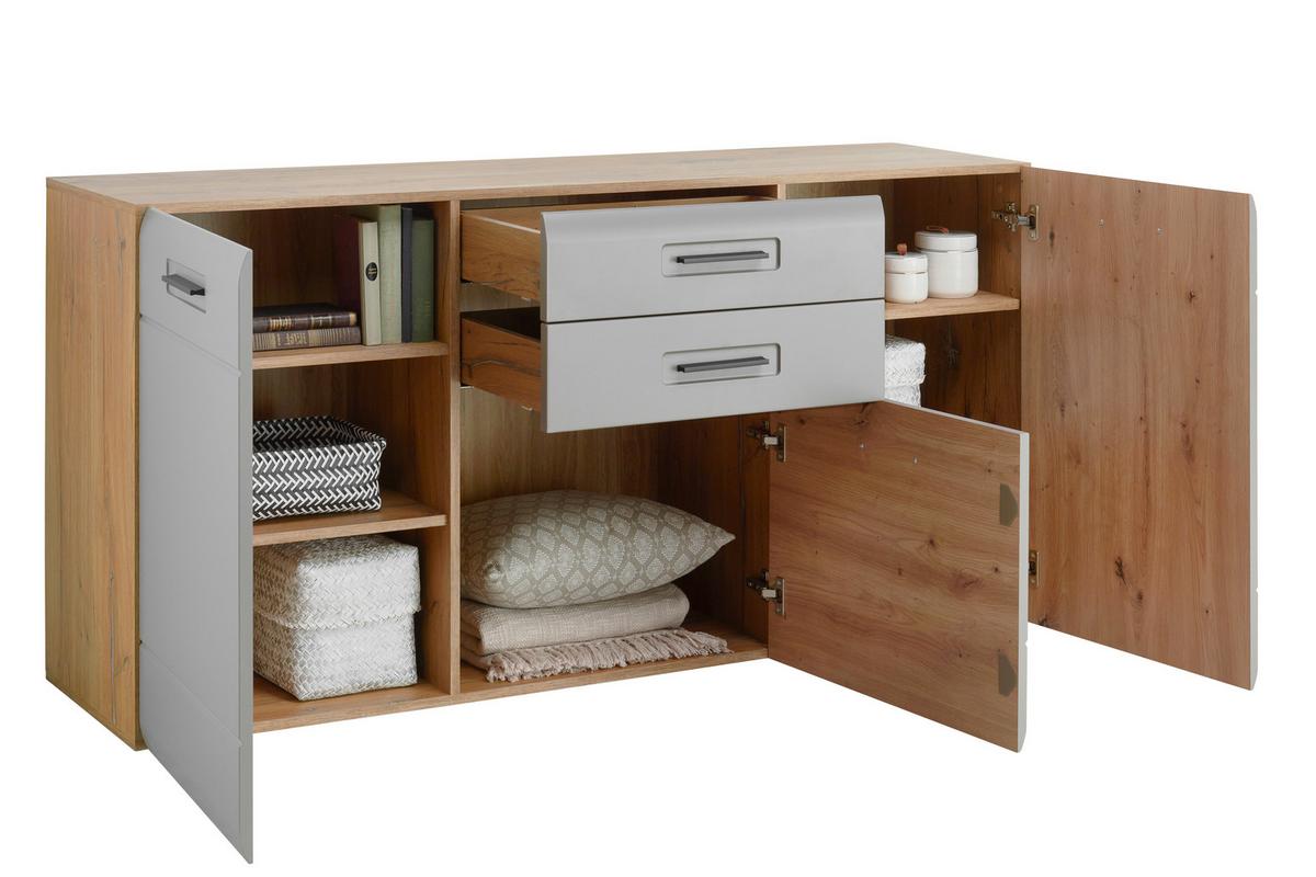 Komoda Auris, Barva Hrasta, Siva - siva, Moderno, umetna masa/leseni material (163,2/81,3/43,1cm) - Mömax