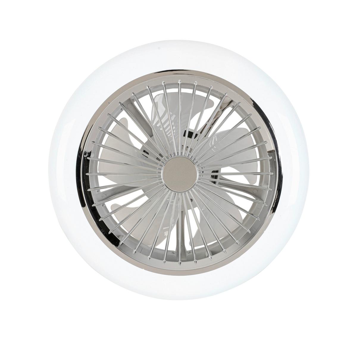 Deckenventilator Tuio Weiß/Chromfarben max. 0,07 W - Chromfarben/Weiß, MODERN, Kunststoff (45/16cm) - Mömax
