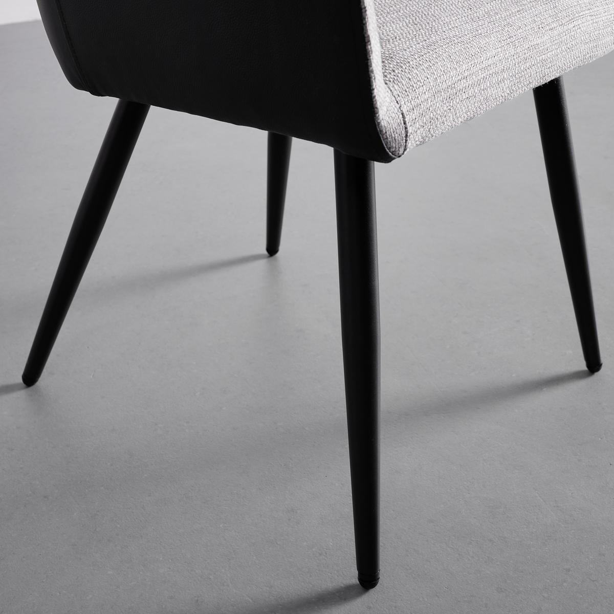 KRZESŁO Z PODŁOKIETNIKAMI BIANCO - czarny/szary, Modern, skóra/metal (55,5/75,5/58cm) - Bessagi Home