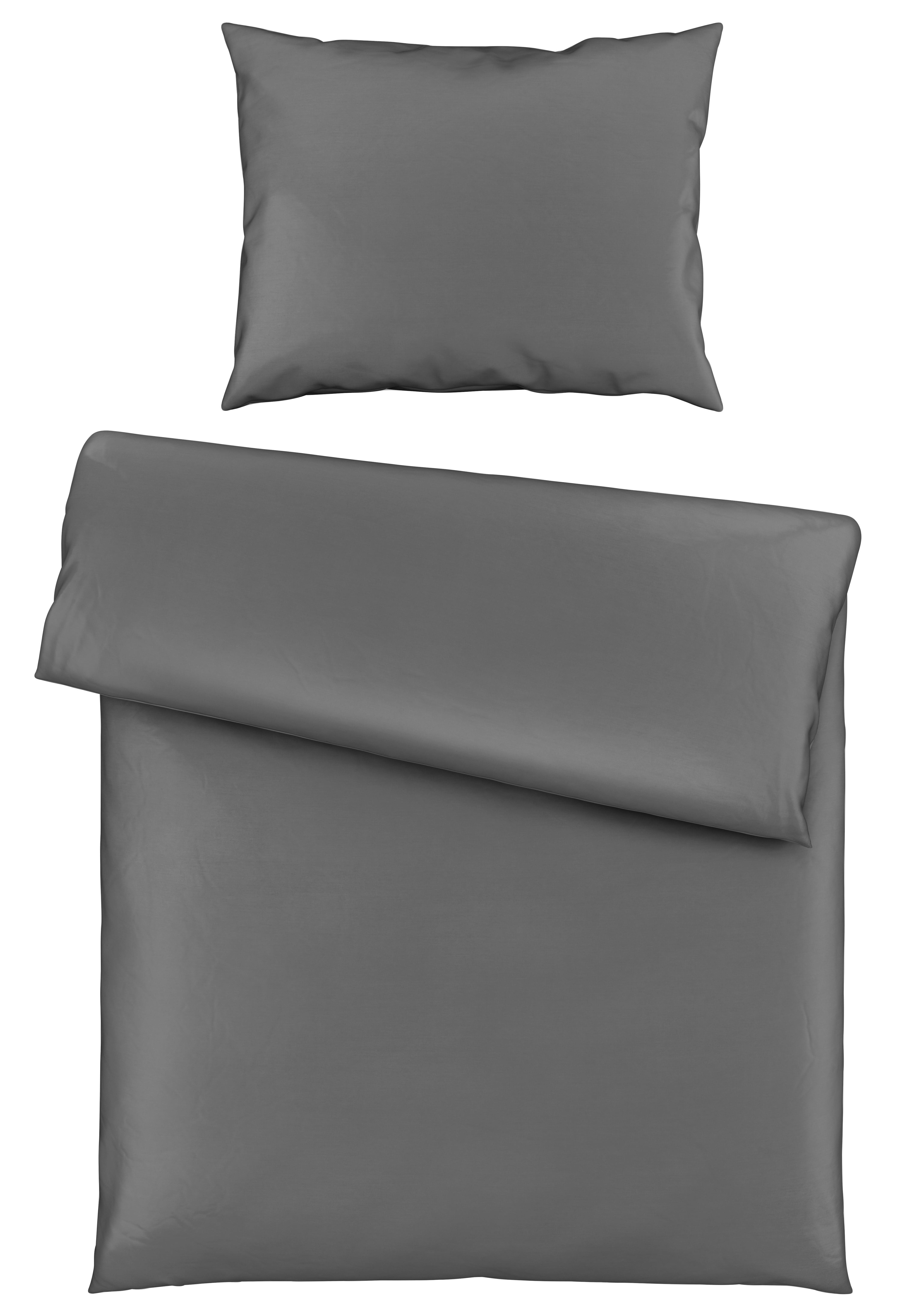 Bettwäsche Bio Eva Uni ca. 160x210cm - Anthrazit, Modern, Textil (160/210cm) - ecoTree