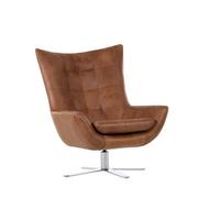 Fotel Venezuela - alumínium színű/világosbarna, Lifestyle, bőr (81/95/90cm) - Premium Living