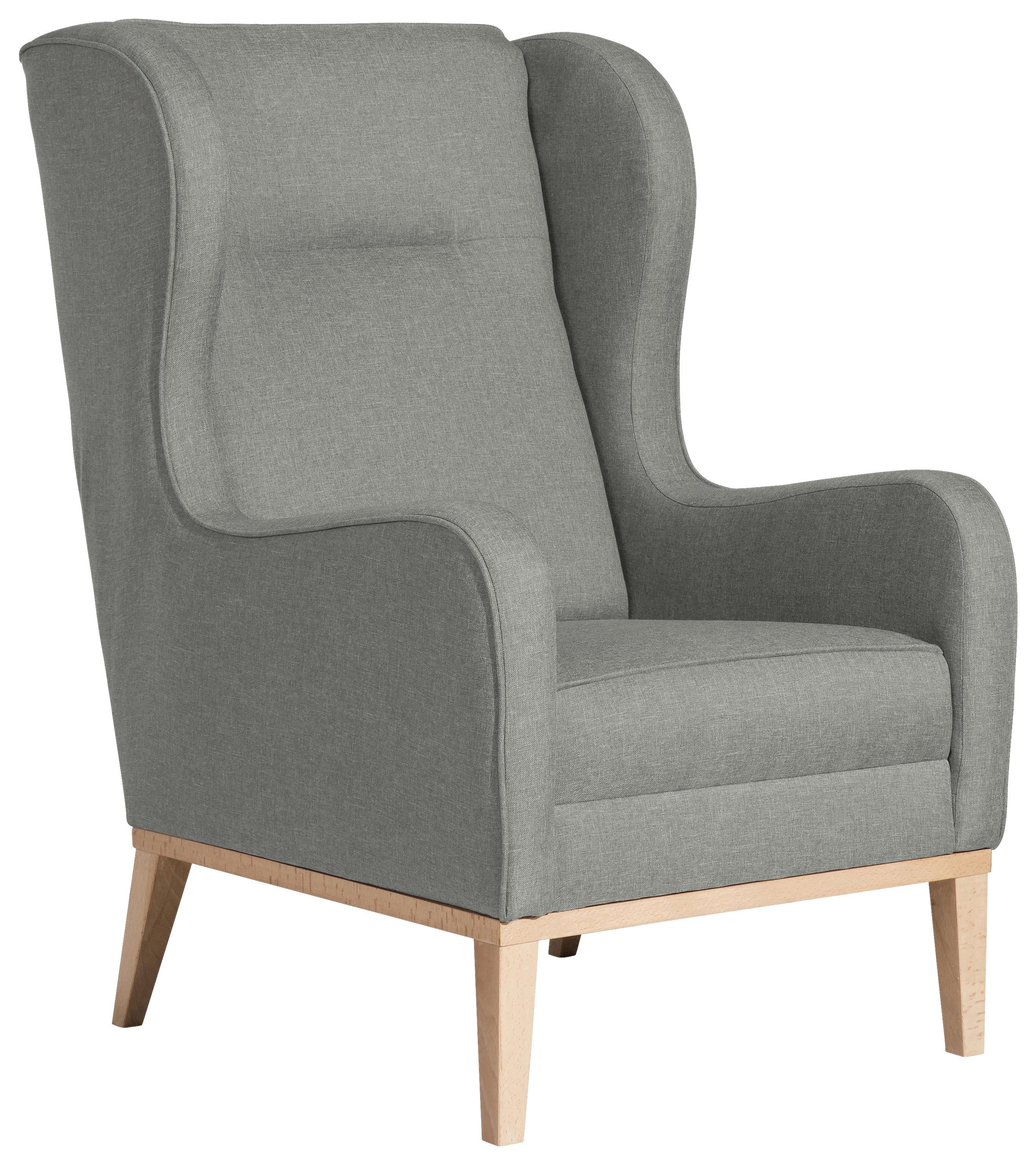 OHRENSESSEL ANGELO - Hellgrau/Naturfarben, KONVENTIONELL, Holz/Textil (66/104/78cm) - Max Winzer