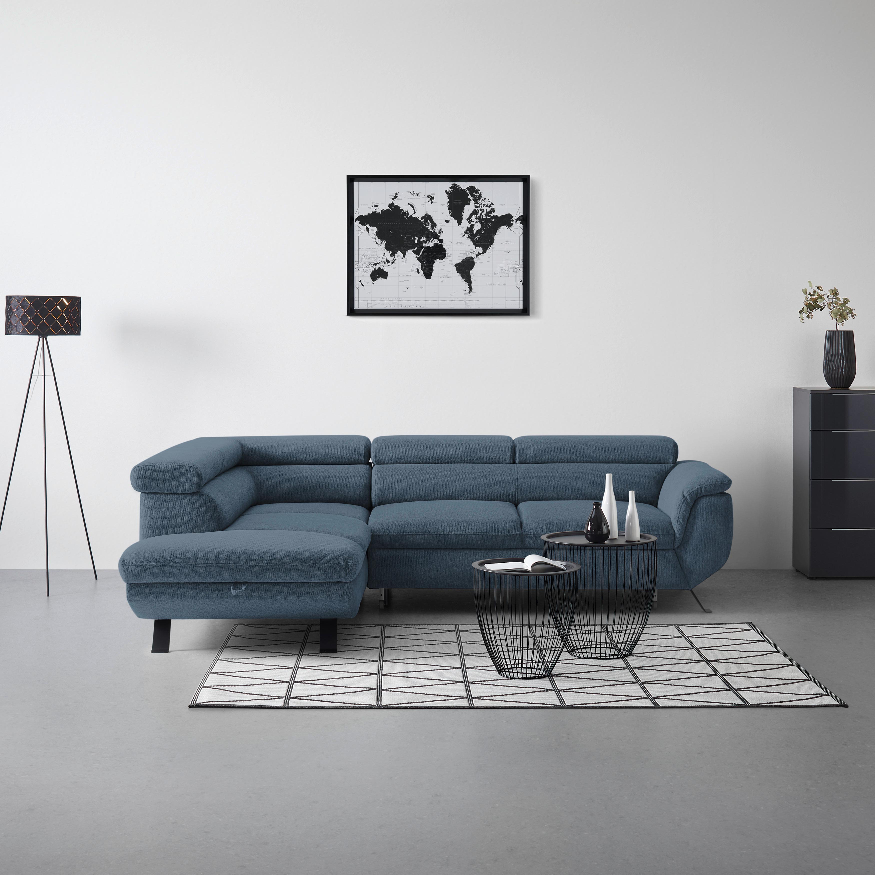 Ecksofa Raven Royalblau - Royalblau/Schwarz, MODERN, Textil/Metall (198/257cm) - Mömax