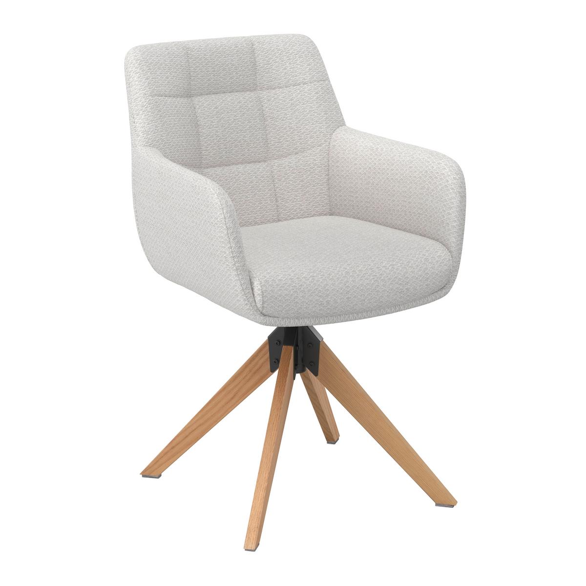 Armlehnstuhl Mailo Hellgrau Webstoff Drehbar Gepolstert - Hellgrau/Naturfarben, MODERN, Holz/Textil (56/92/62cm) - Bessagi Home