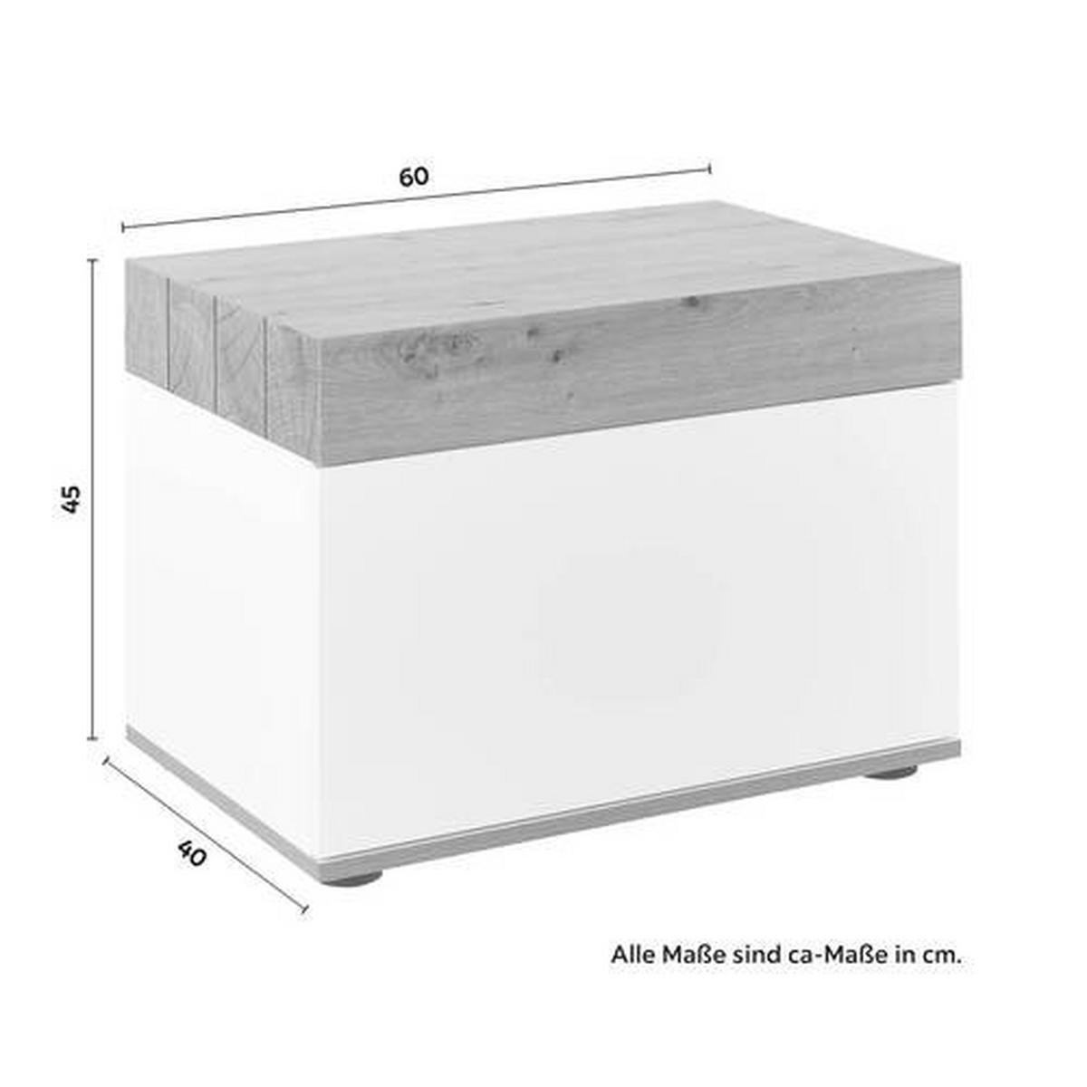 Schuhkipper Cara Weiß/Eichefarben MDF - Eichefarben/Weiß, MODERN (60/45/40cm) - Bessagi Home