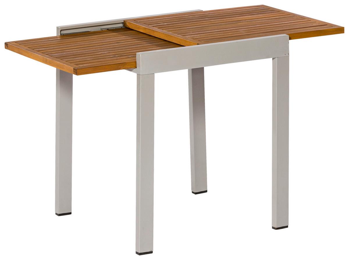 Miza Za Balkon Gardenson, Raztegljiva, 65-130x65 - srebrne barve/naravne barve, Moderno, kovina/les (65-130/75/65cm) - Gardenson