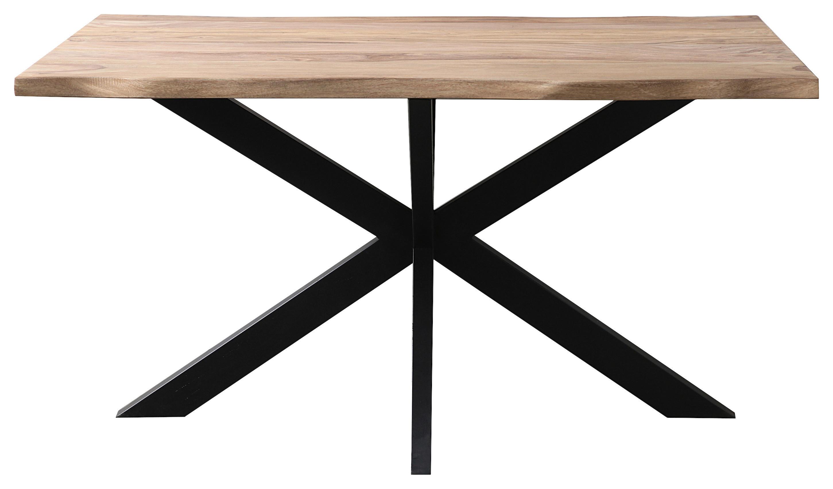 Étkezőasztal Amon - barna/fekete, Natur, fa/fém (140/77/85cm) - Zandiara