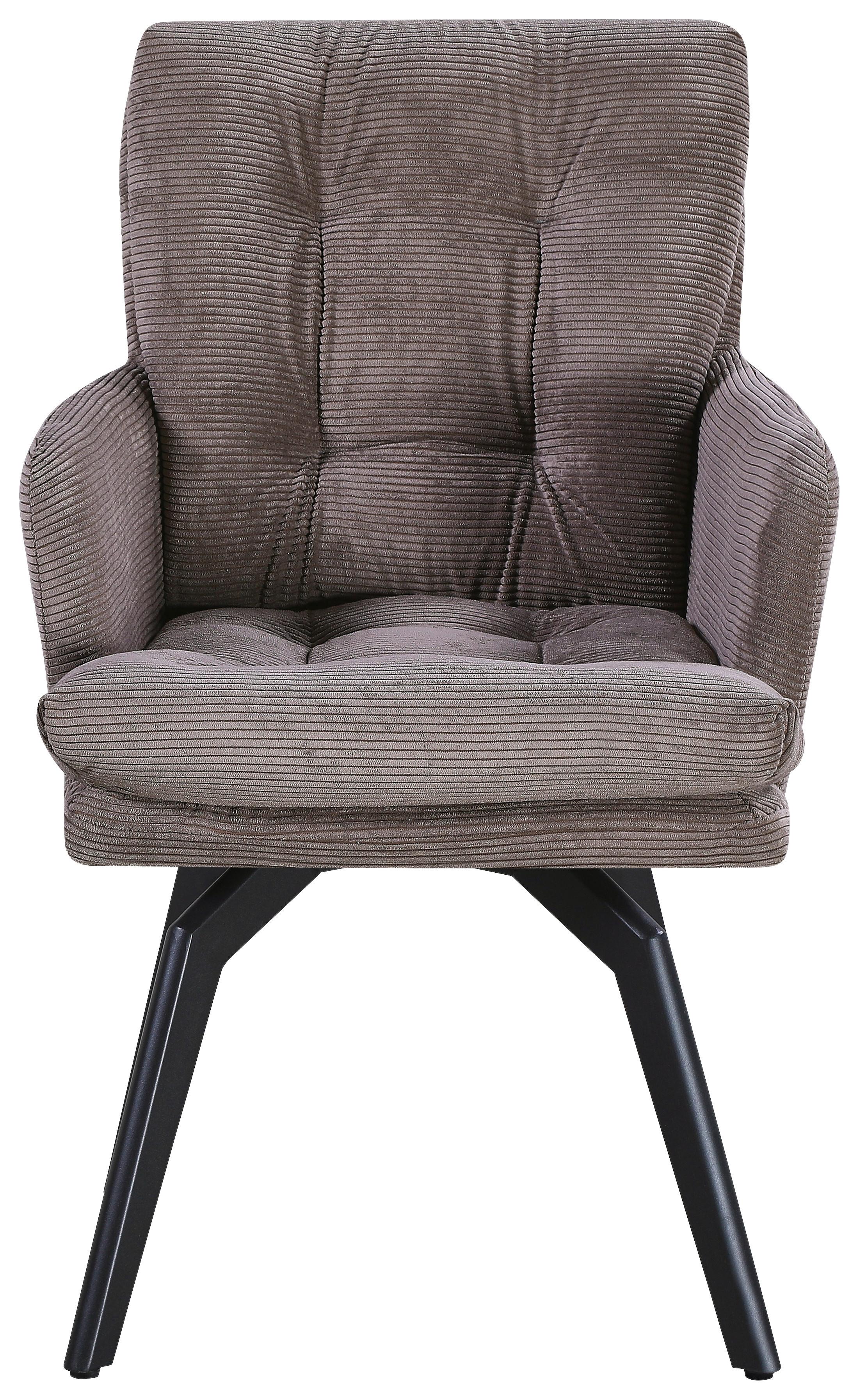 Karosszék Hanna - barna/fekete, Modern, textil/fém (60/88/64cm) - Mömax