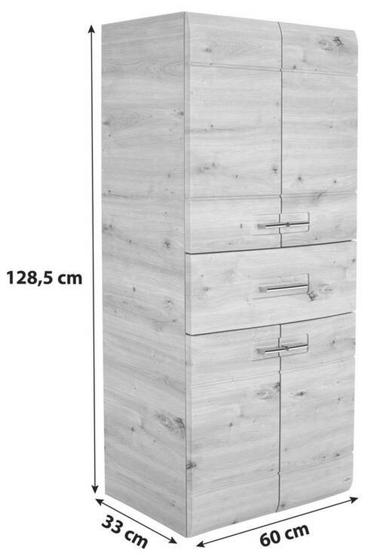 Srednje Visoka Omara Avensis 308 - barve kroma/barve hrasta, Moderno, kovina/leseni material (60/128,5/33cm) - Mömax