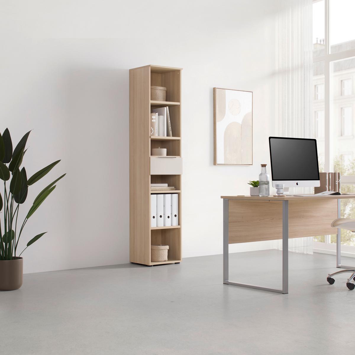 Regal Siena Eichefarben - Chromfarben/Eichefarben, MODERN, Holzwerkstoff/Metall (40/198/38cm) - Mömax