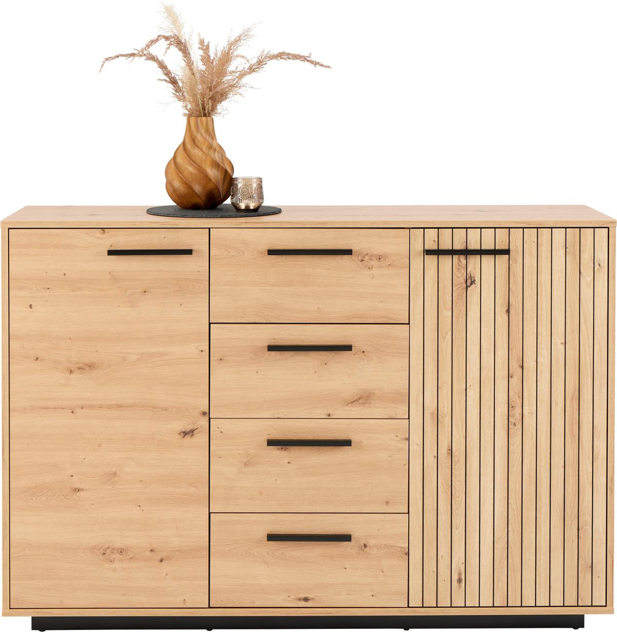 Comodă LUKAS - stejar Artisan/negru, Trend, material pe bază de lemn (138,6/95,4/40,2cm) - Modern Living