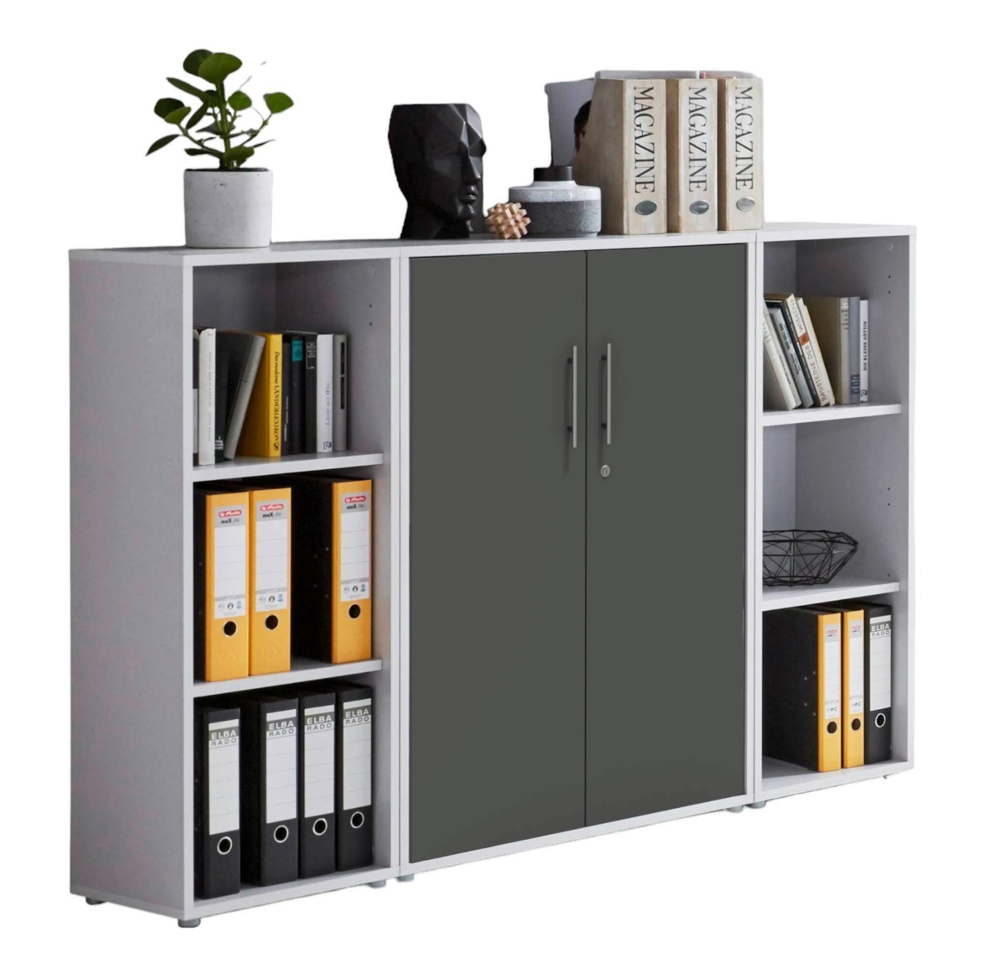 AKTENSCHRANK OFFICE EDITION - SW SET 2 - Anthrazit/Hellgrau, MODERN, Holzwerkstoff (172,6/113,6/33cm) - MID.YOU
