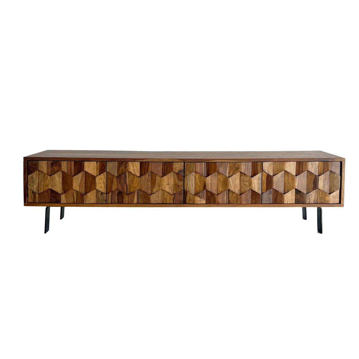 Nizka Omarica Sheesham, Pravi Les - črna/barve indijskega rožnega lesa, Natur, kovina/les (160/40/35cm) - Livetastic