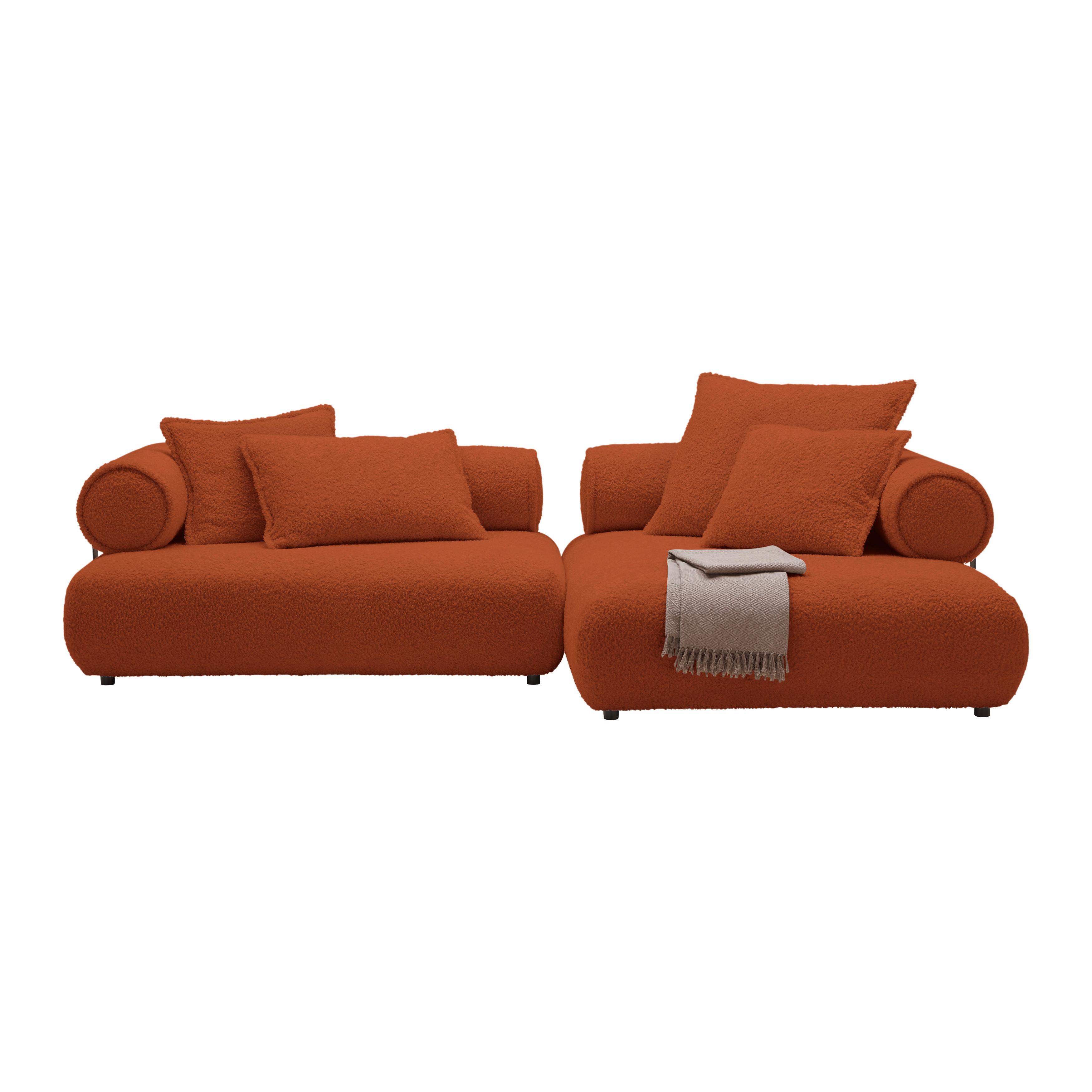 Wohnlandschaft Casimir Kupferfarben - Schwarz/Kupferfarben, LIFESTYLE, Kunststoff/Textil (310/180cm) - Premium Living