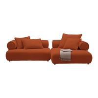 Wohnlandschaft Casimir Kupferfarben - Schwarz/Kupferfarben, LIFESTYLE, Kunststoff/Textil (310/180cm) - Premium Living