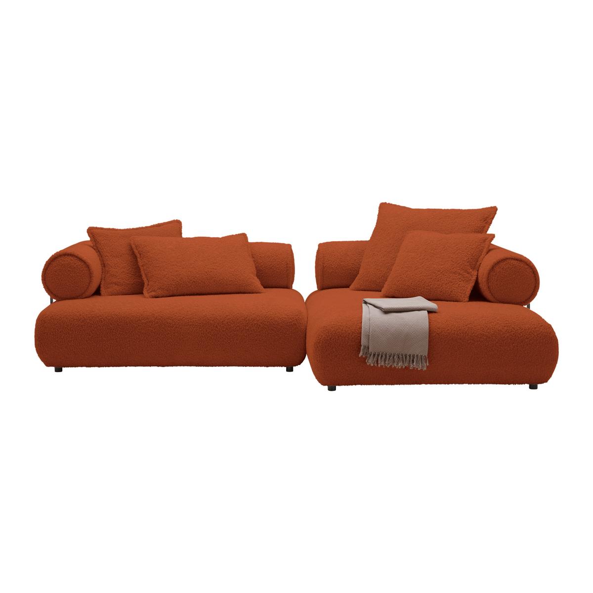 Wohnlandschaft Casimir Kupferfarben - Schwarz/Kupferfarben, LIFESTYLE, Kunststoff/Textil (310/180cm) - Premium Living