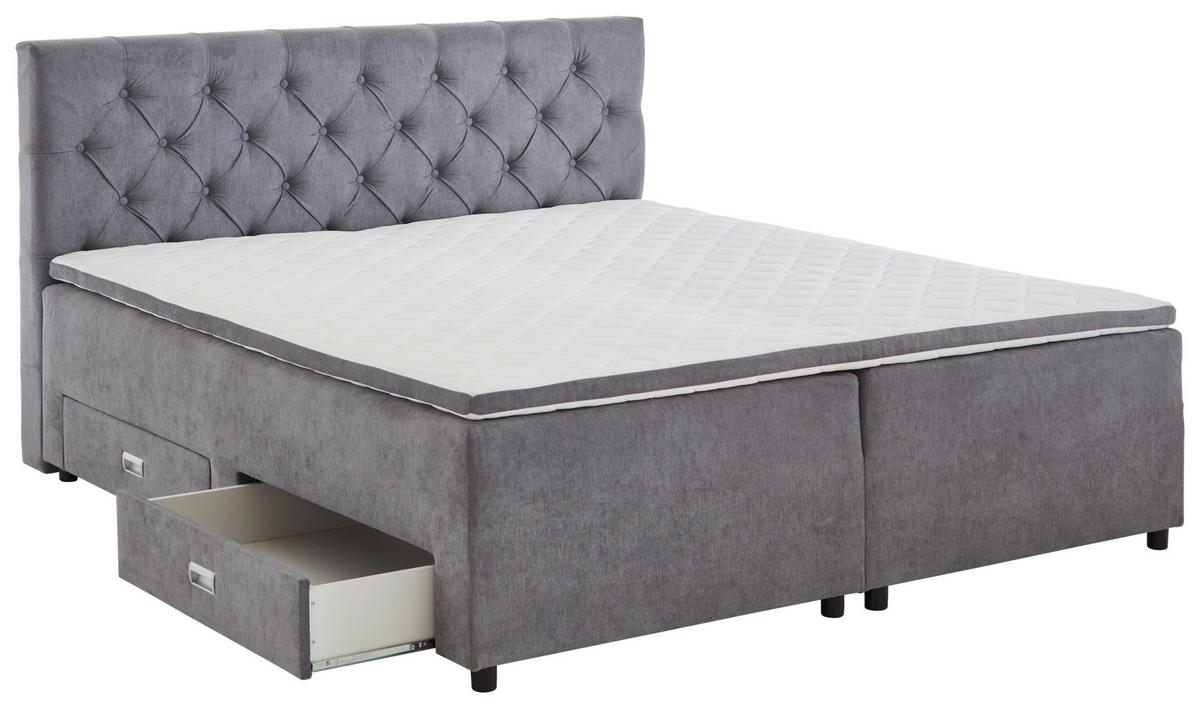 ŁÓŻKO SKRZYNIOWE LARA 160 - szary, Modern, tworzywo sztuczne/tkanina (160/200cm) - MID.YOU