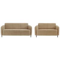 Sitzgarnitur Marone Creme Teddystoff - Creme/Schwarz, MODERN, Textil/Metall (180/76/90cm) - Livetastic
