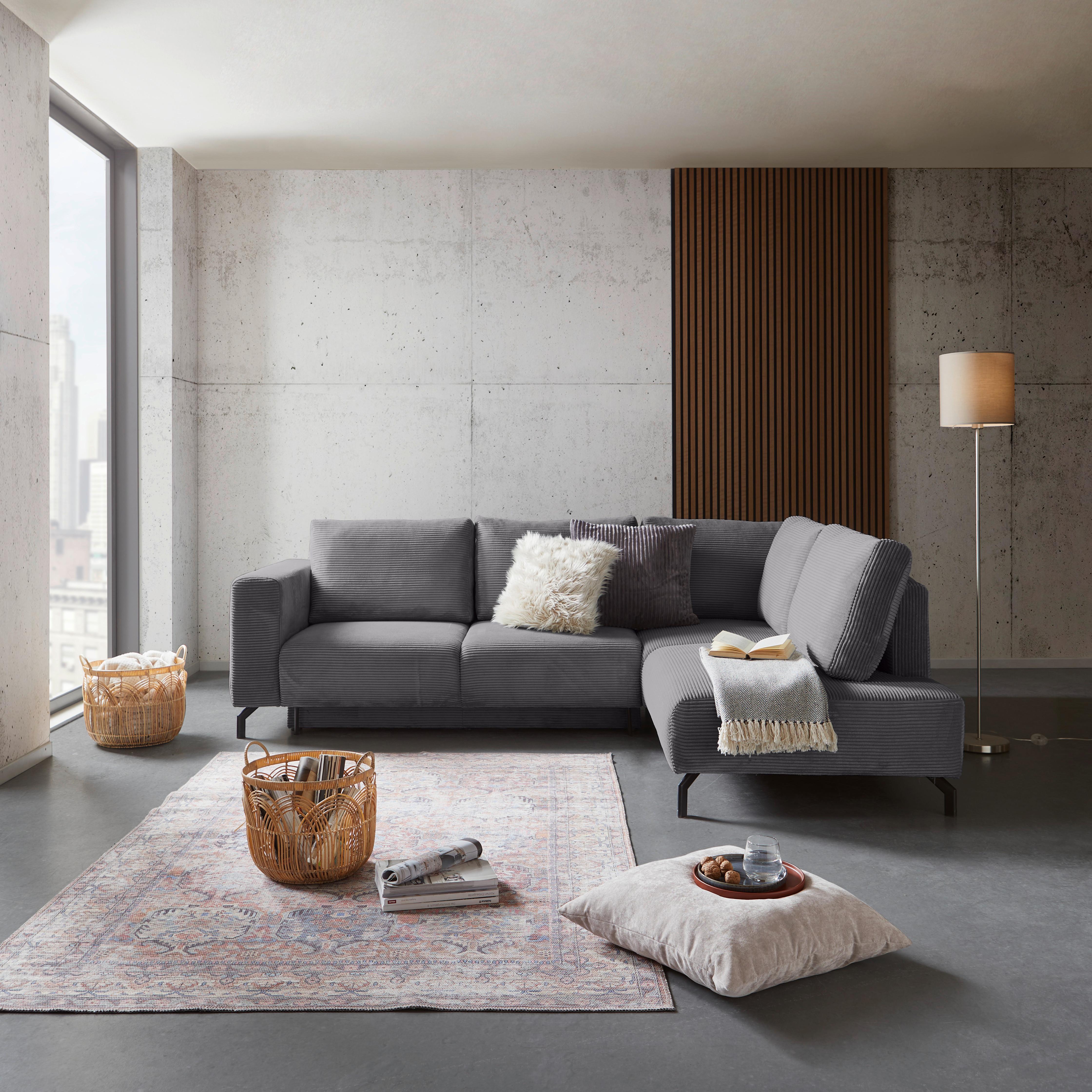 Colțar VENI - gri închis, Modern, textil (272/210cm) - Modern Living