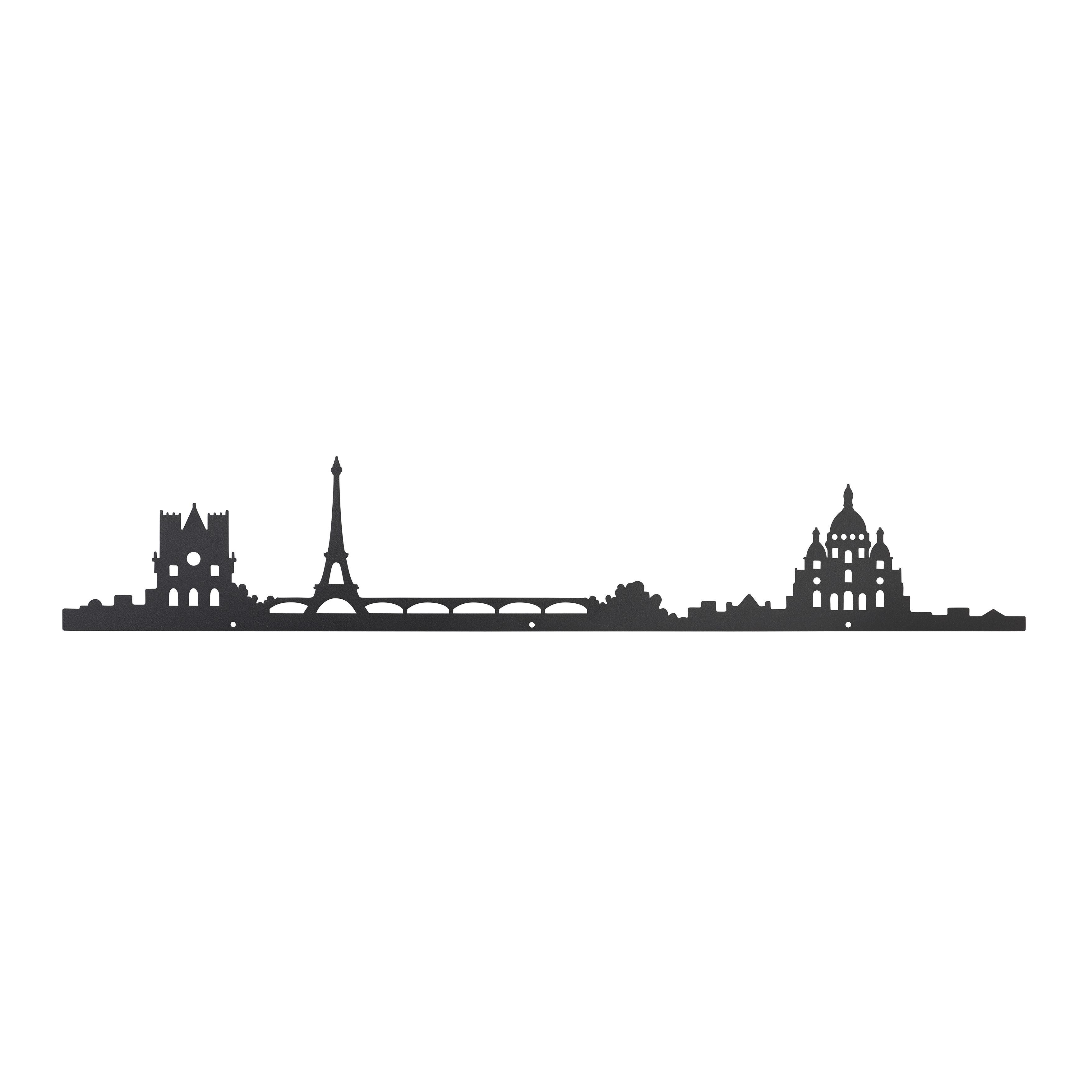 Wanddeko Skyline Schwarz - Schwarz, KONVENTIONELL, Metall (55/10cm) - Modern Living