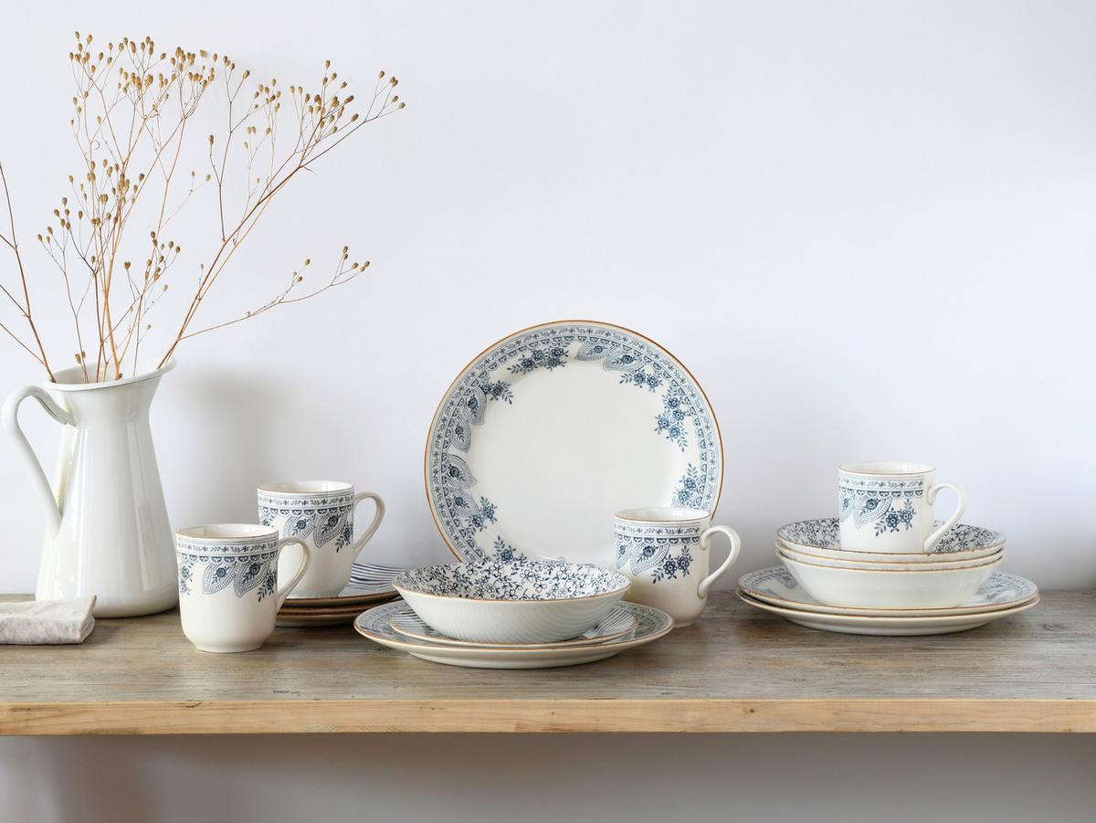 Kombinirani Servis Euböa, 16-Delni - modra/bela, Basics, keramika - Creatable