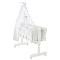 Wiegenset in Weiss, 4-teiliges Set - Weiss, Romantik / Landhaus, Holzwerkstoff/Textil (53/150/103,5cm) - Roba