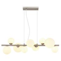 LED-Hängeleuchte Riha Opal/Nickelfarben max.3,5Watt - Transparent/Opal, KONVENTIONELL, Glas/Kunststoff (87/34,5/120cm) - Globo