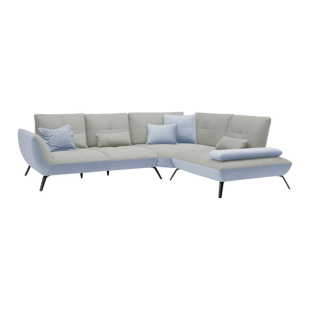 Wohnlandschaft Trendy Silberfarben/Hellgrau - Silberfarben/Hellgrau, MODERN, Holzwerkstoff/Textil (310/93/250cm) - Premium Living