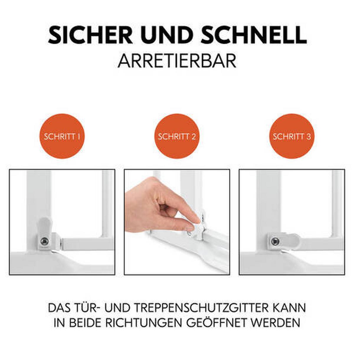 BRAMKA OCHRONNA NA SCHODY CLEAR STEP​ AUTOCLOSE 2 SET - biały, Basics, tworzywo sztuczne/metal (84 - 89/77/4cm) - Hauck