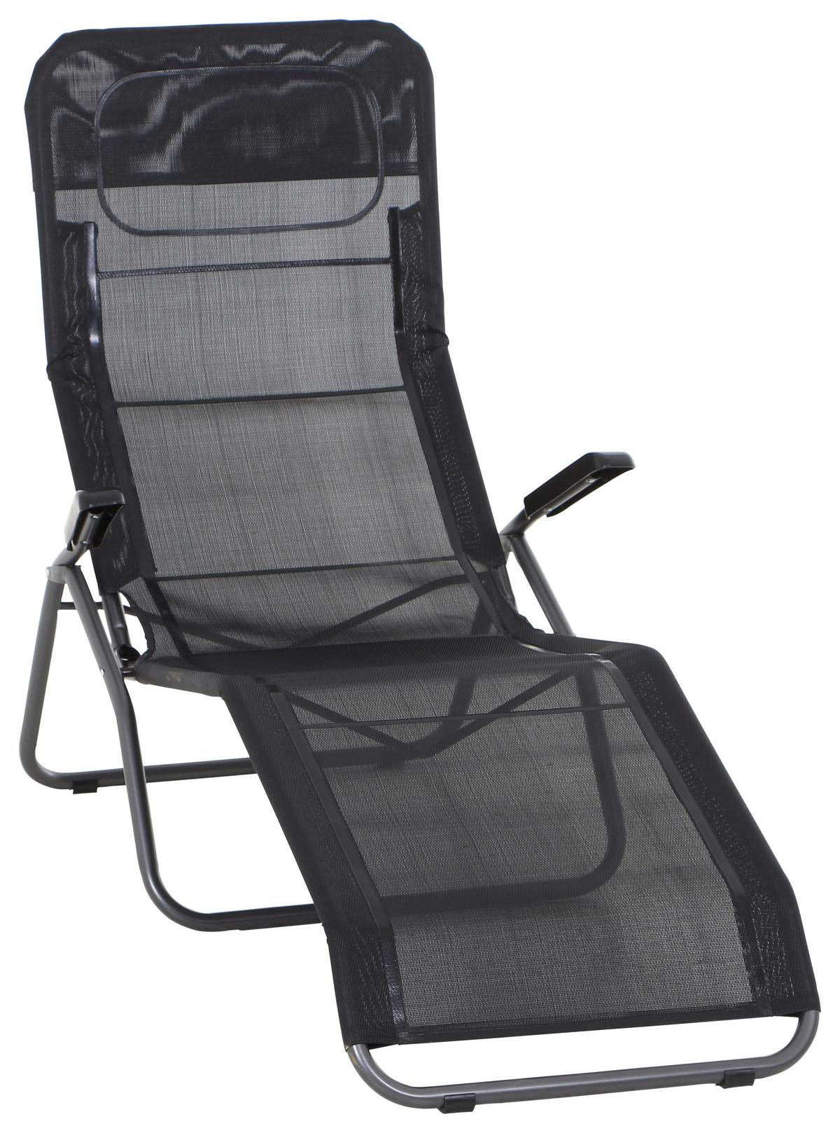 Gartenliege Anco Schwarz Stahl - Anthrazit/Schwarz, MODERN, Textil/Metall (72,5/103,5/144cm) - Siena Garden