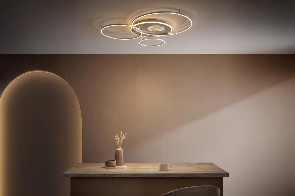 LAMPA SUFITOWA LED 48466-70A INVERTINA - kolor srebrny/biały, Design, tworzywo sztuczne/metal (126,4/105,3/13cm) - Globo