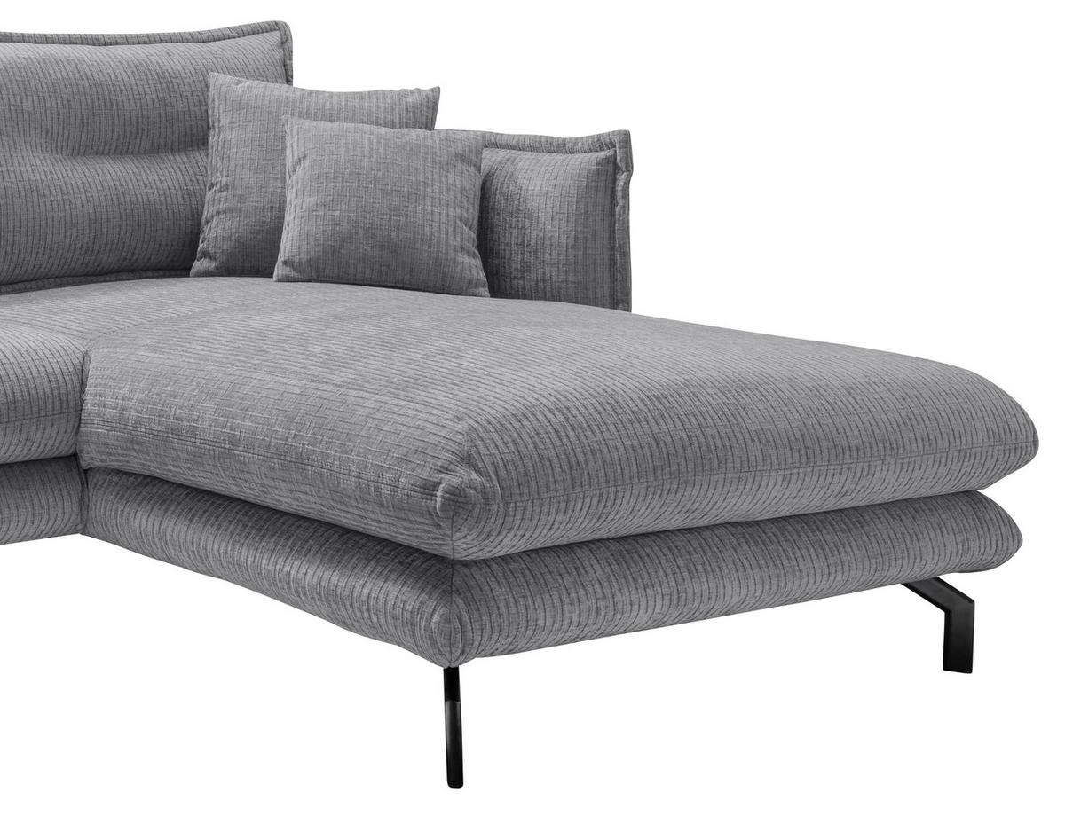 Ecksofa Lava ca. 255x180 cm Grau - Schwarz/Grau, Design, Textil/Metall (255/180cm) - Livetastic