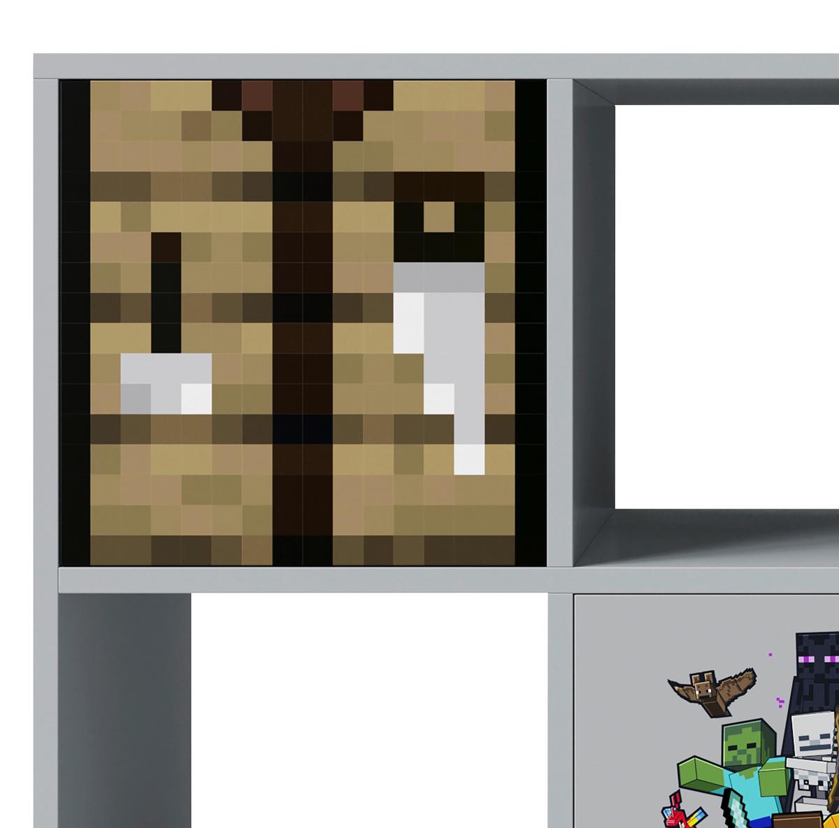 Regal Minecraft ca. 90x90x30 cm Grau - Multicolor/Grau, MODERN, Holzwerkstoff (90/90/30cm) - Minecraft