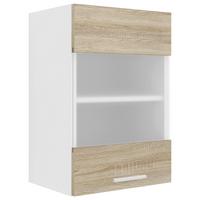 Kuhinjska Zgornja Omarica Esilo, Hrast, Bela - bela/barve aluminija, Konvencionalno, kovina/steklo (40/60/31cm) - MID.YOU