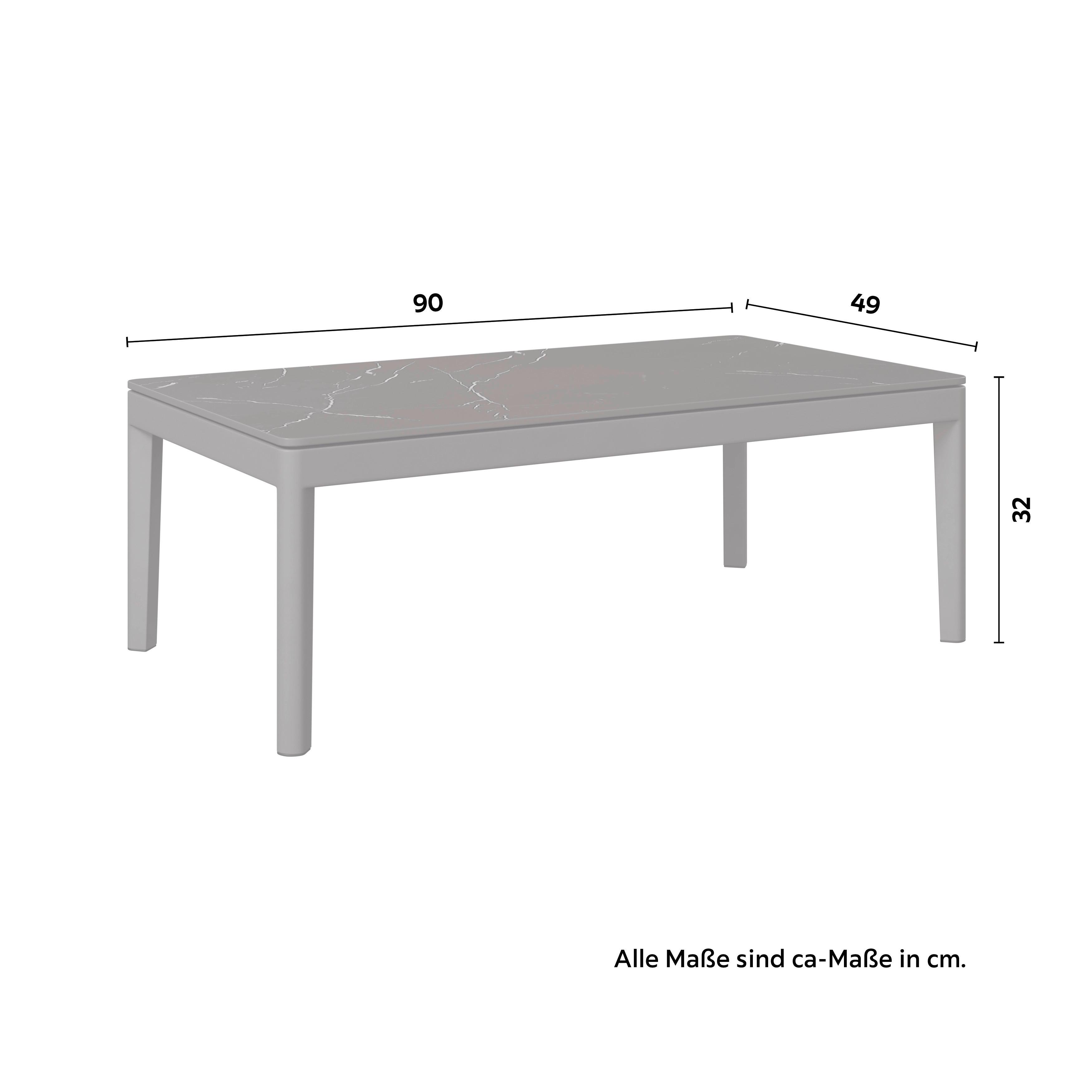 LOUNGEGRUPP EMILIA - beige/mörkgrå, Modern, metall/glas (168/75/73,5cm) - Mömax