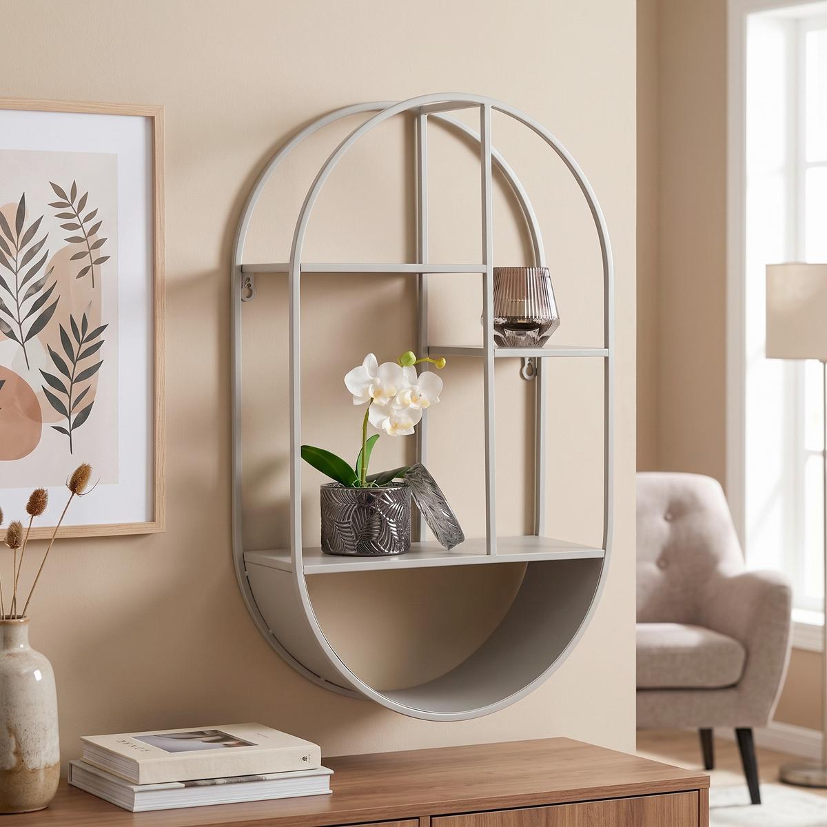 Wandregal Feira Wall Shelf Grau - Grau, Design, Metall (35/60/15cm)