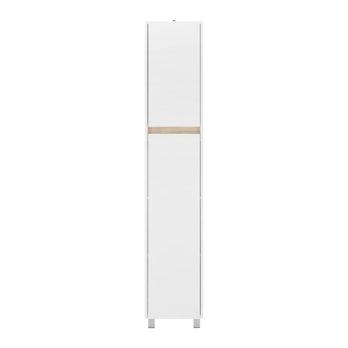 Hochschrank Massimo Weiß ca. 33x175x30 cm - Silberfarben/Weiß, MODERN, Kunststoff (33/175/30cm) - Bessagi Home